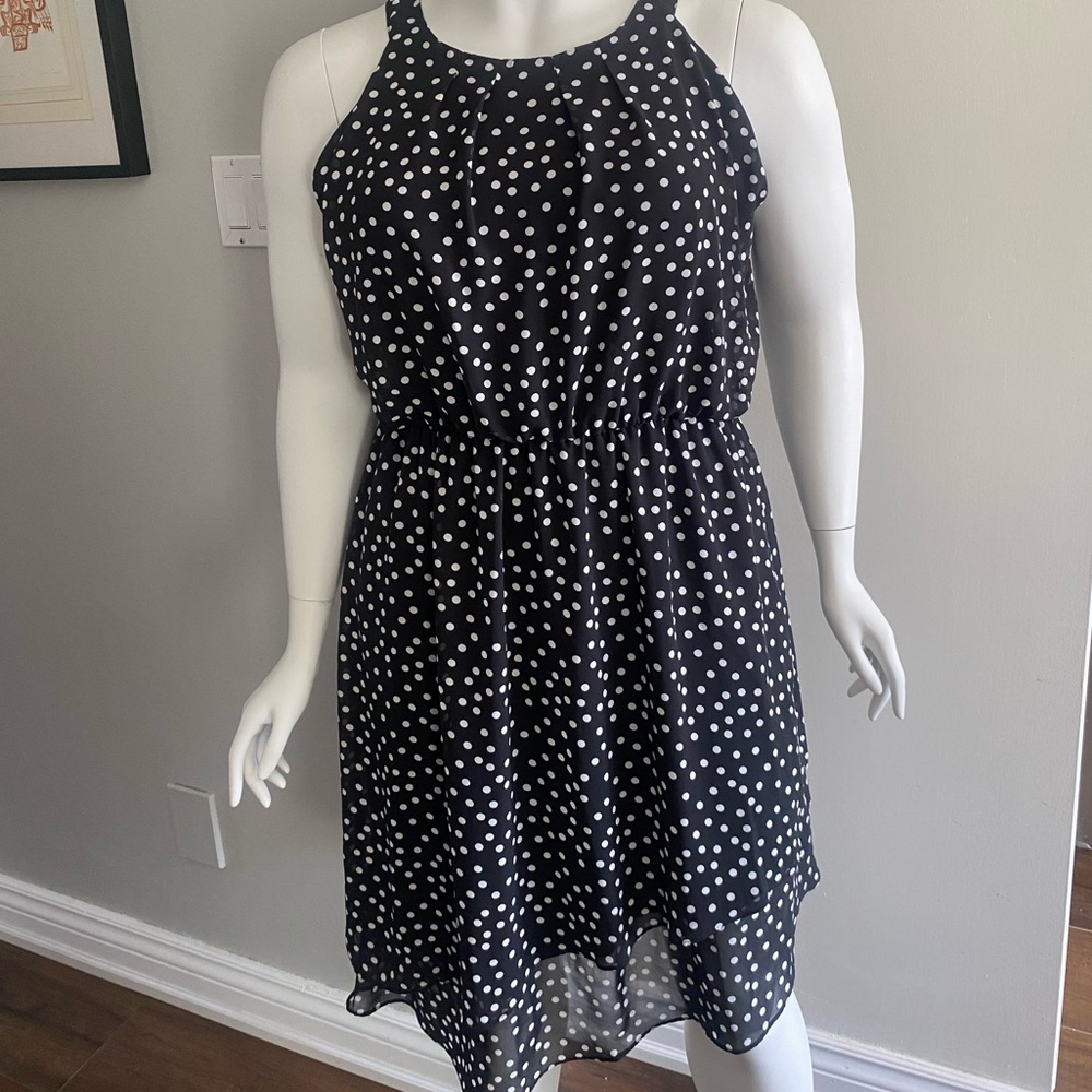 Ricki’s black with white polka dot chiffon dress 16/XL NWT